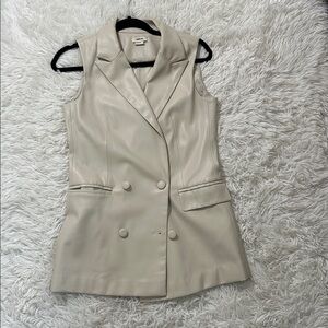 Cream faux leather vest
